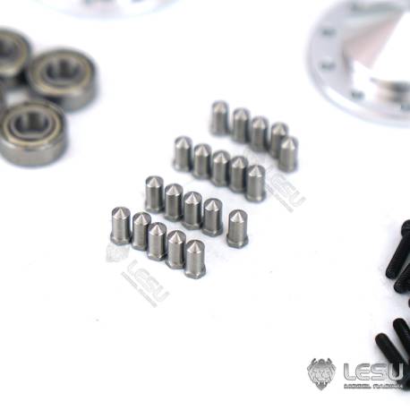 Pair of large front aluminum wheels for RC 1/14 American truck by LESU (for bearings)