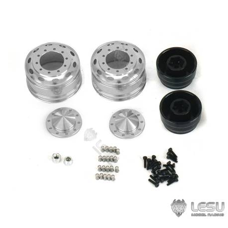 Paire de jantes alu avant larges pour camion américain RC 1/14 (pour hexagones) - LESU W-2059-B