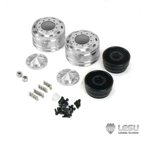 Paire de jantes alu avant larges pour camion américain RC 1/14 (pour hexagones) - LESU W-2059-B