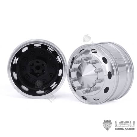 Paire de jantes alu avant larges pour camion américain RC 1/14 (pour hexagones) - LESU W-2059-B