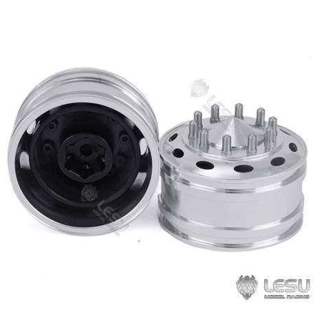 Paire de jantes alu avant larges pour camion américain RC 1/14 (pour hexagones) - LESU W-2059-B