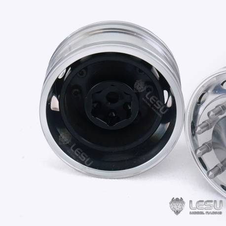 Paire de jantes alu avant larges pour camion américain RC 1/14 (pour hexagones) - LESU W-2059-B