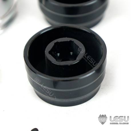 Paire de jantes alu avant larges pour camion américain RC 1/14 (pour hexagones) - LESU W-2059-B