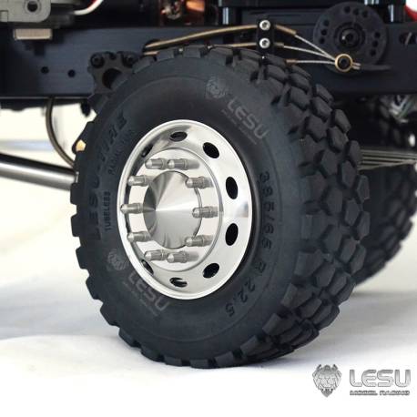 Paire de jantes alu avant larges pour camion américain RC 1/14 (pour hexagones) - LESU W-2059-B