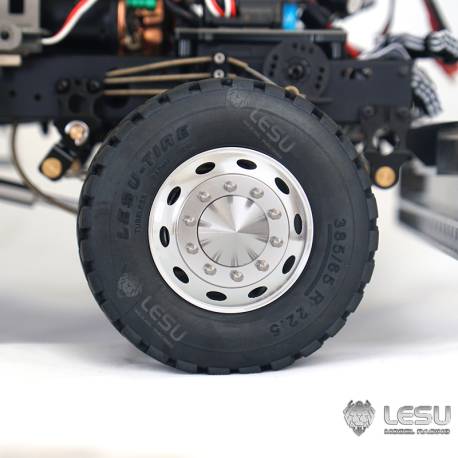 Pair of large front aluminum wheels for RC 1/14 American truck by LESU (for bearings)