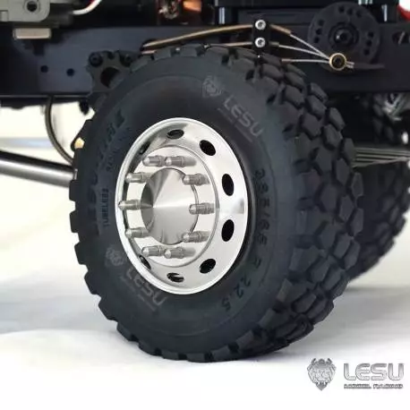 Pair of large front aluminum wheels for RC 1/14 American truck by LESU (for bearings)