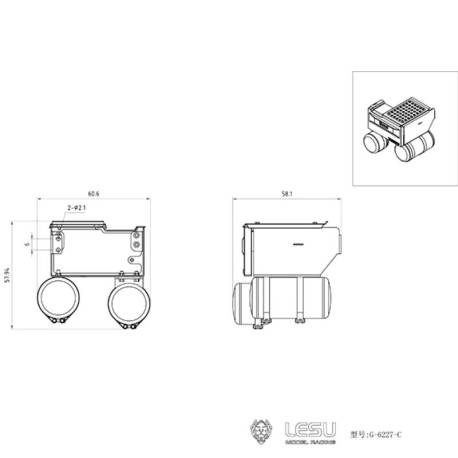 Caisson à batterie et réservoirs d'air pour Volvo FH16 1/14 - LESU G-6227-C