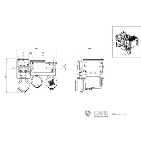 Caisson à batterie, échappement et réservoirs d'air pour Volvo FH16 1/14 - LESU G-6227-A