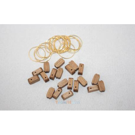 20 Single 10mm Pulleys in dark wood / 0.4mm Brass - AERONAUT 522140