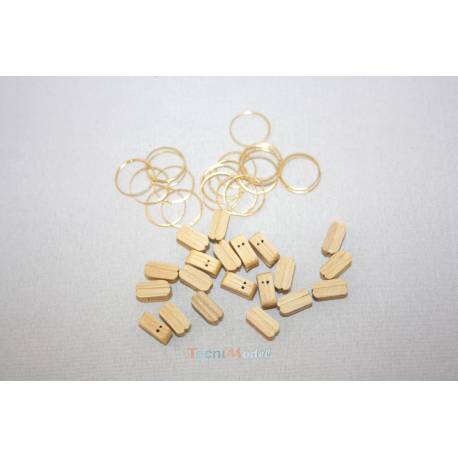 20 Poulies Doubles en bois clair 7mm / laiton 0.4mm AERONAUT 522307