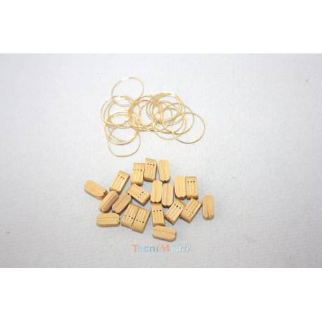 20 Poulies Triples en bois clair 7mm / laiton 0.4mm AERONAUT 522557