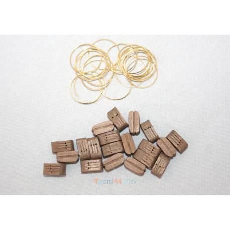 20 Poulies Triples en bois foncé 7mm / laiton 0.4mm AERONAUT 522577