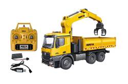 HUINA Camion Benne Grue Arocs tout métal 1/16
