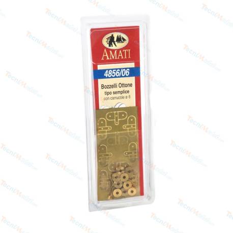 10 poulies simples Ø6mm en laiton à assembler AMATI 4856/06