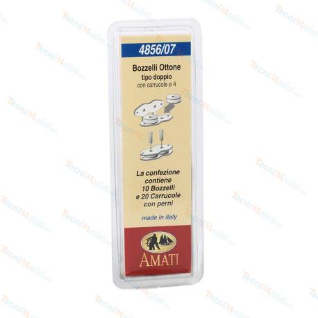 10 poulies doubles Ø4mm en laiton à assembler AMATI 4856/07
