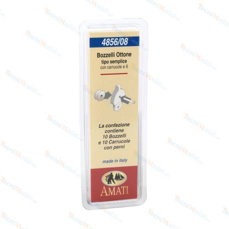 10 poulies simples Ø6mm en laiton à assembler AMATI 4856/08