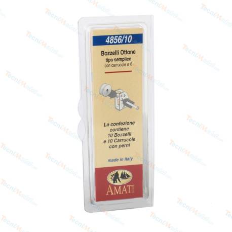 10 Poulies simples Ø6mm en laiton à assembler - AMATI 4856/10