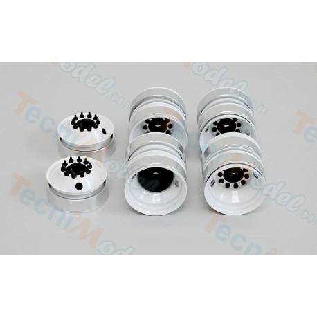 Pack de jantes tôle blanches old-school pour camion américain Tamiya 1/14 6x4 - RC4WD Diesel