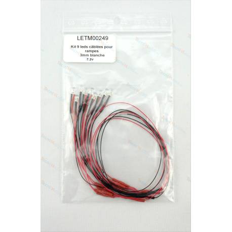 9 white LEDs Ø3mm wired 7.2v high brightness for light strips on Mercedes Actros 3363 and Scania 770 S Tamiya 1/14
