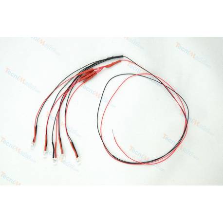 9 white LEDs Ø3mm wired 7.2v high brightness for light strips on Mercedes Actros 3363 and Scania 770 S Tamiya 1/14