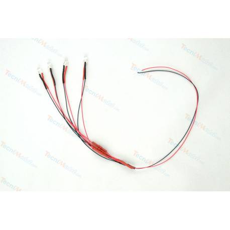 9 Leds blanches Ø3mm câblées 7,2V forte luminosité pour rampes de feux de Mercedes Actros 3363 et Scania 770 S Tamiya 1/14
