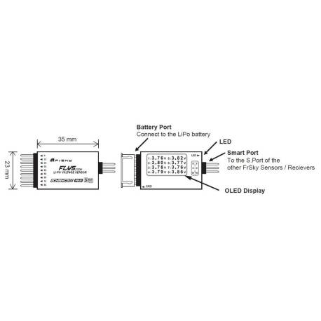 Lipo/Lion/LiFe battery voltage sensor with Smart-Port, for telemetry FR-SKY - Fr-Sky FLVS ADV