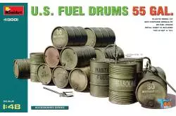 20 American 210-liter (55-gallon) gasoline drums in 1/48-1/50 scale - MiniArt 49001