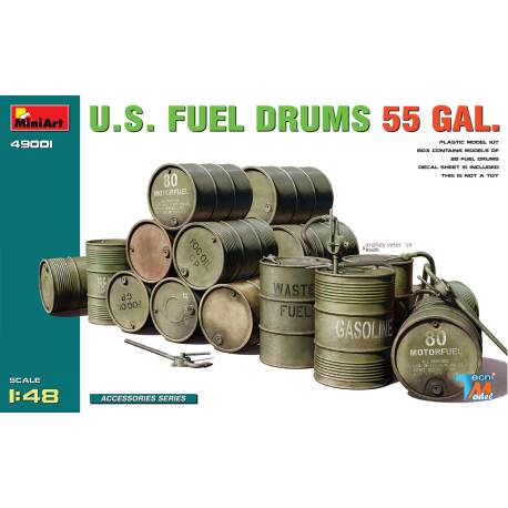 20 Fûts d'essence Américains de 210 litres (55 Gallons) à l'échelle 1/48-1/50 - MiniArt 49001