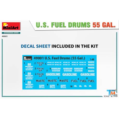 20 Fûts d'essence Américains de 210 litres (55 Gallons) à l'échelle 1/48-1/50 - MiniArt 49001