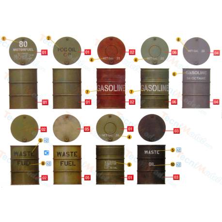 20 Fûts d'essence Américains de 210 litres (55 Gallons) à l'échelle 1/48-1/50 - MiniArt 49001
