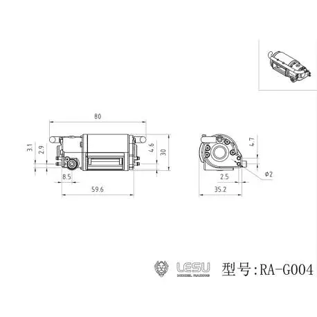 Heavy-duty winch 1/10 - 1/14 LESU - Lesu RA-G004