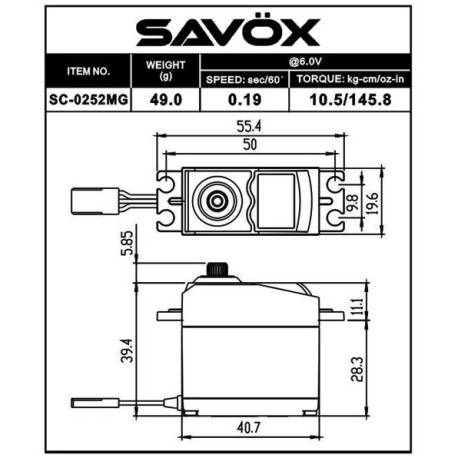 Servo Savöx Standard DIGITAL SX-SC-0252MG+ 10.5kg