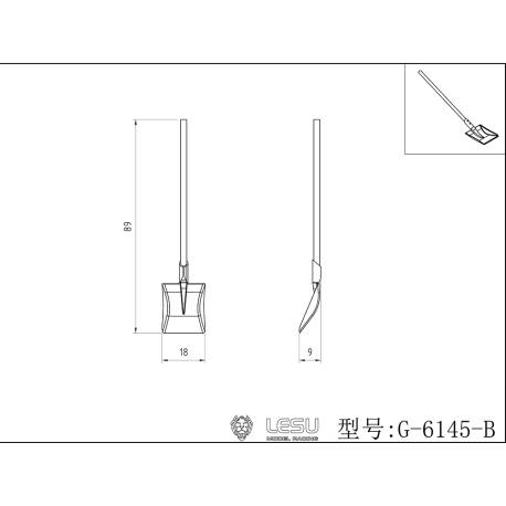 Square metal shovel without handle 1/14 - Lesu G-6145-B