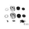 Pair of wide black hub front aluminum wheels LESU