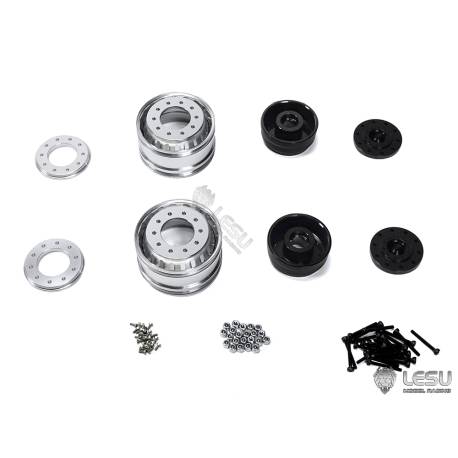 Pair of wide black hub front aluminum wheels LESU