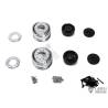 Pair of wide black hub front aluminum wheels LESU