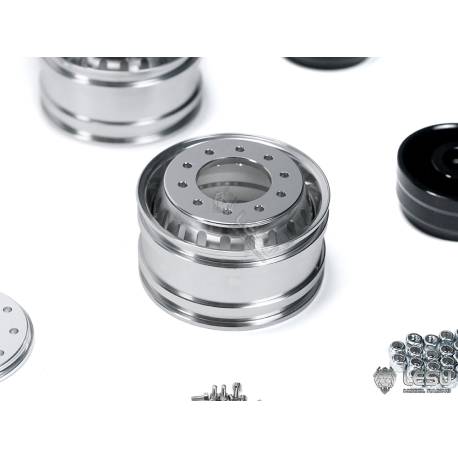 Pair of wide black hub front aluminum wheels LESU