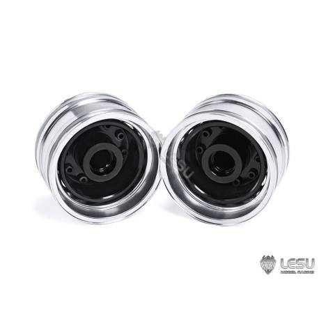 Pair of wide black hub front aluminum wheels LESU
