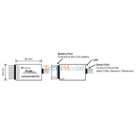 FLVS ADV without display: Lipo/Lion/LiFe battery voltage sensor with Smart-Port, for FR-SKY telemetry