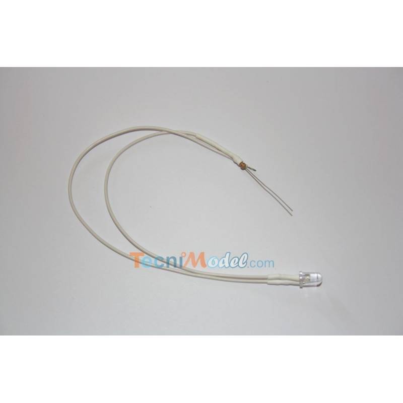 4 Leds 5mm white warm tone 12v wire 30cm medium brightness