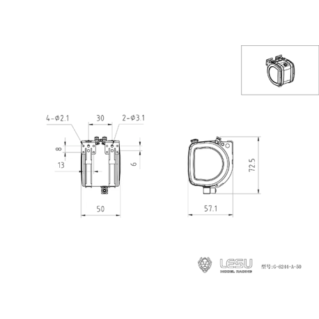 Réservoir en inox de 50mm pour Volvo FH16 1/14 - LESU G-6244-A-50