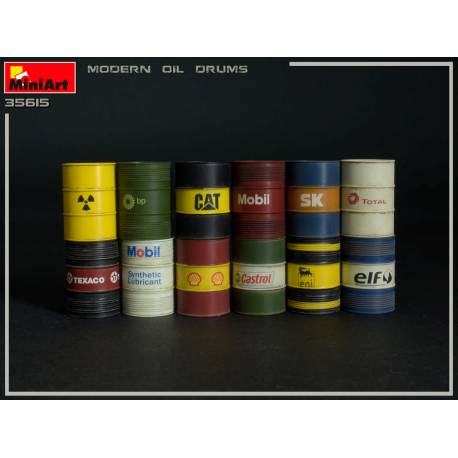 12 Fûts d’huile et d’essence - civils et militaires - années 2000 à l'échelle 1/35 - MiniArt 35615