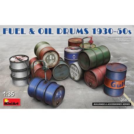 12 Fûts d’huile et d’essence - civils et militaires - années 1930-1950 à l'échelle 1/35 MiniArt 35613