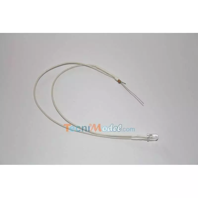 4 Leds câblées 5mm blanches 6v-7,2v fil de 18cm luminosité faible