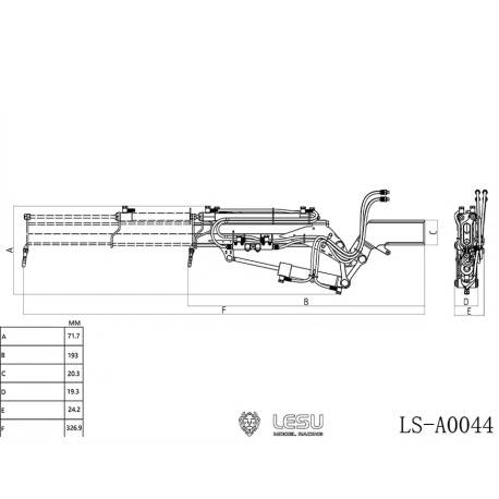 Extension JIB en kit pour grue hydraulique LESU 1/14 - LESU LS-A0044-KIT