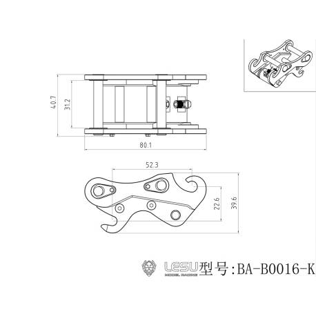 Hydraulic quick coupler for excavator RC LESU R945 - LESU BA-B0016-K