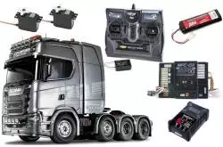 Camion Tamiya Scania 770 S V8 Tracteur Lourd 8x4/4 1/14 avec lumières et sons (Pack complet)