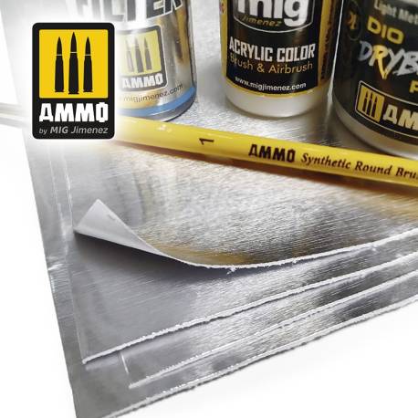 5 feuilles d'aluminium adhésives 280x195mm AMMO A.MIG-8247