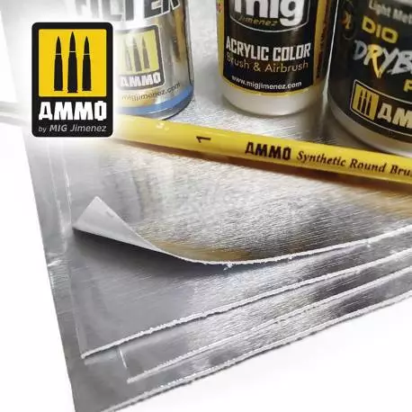 5 feuilles d'aluminium adhésives 280x195mm AMMO A.MIG-8247