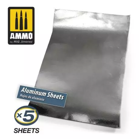 5 feuilles d'aluminium adhésives 280x195mm AMMO A.MIG-8247